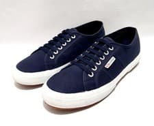 Image of Superga Navy Canvas Lace Up Trainers Sneakers Womens Uk Size 8 Eu 42