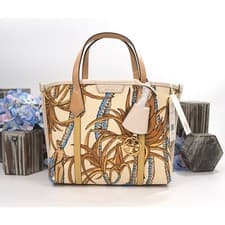 Image of Tory Burch Perry French Cream Climbing Vine Triple Compartment SML Tote Bag NWT