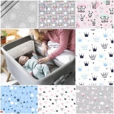 Image of 2x FITTED SHEET compatible JOIE ROOMIE GLIDE bedside crib stars crown animals