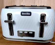 Image of Breville VTT911 Curve 4 Slice Wide Slot High Lift Toaster - White & Chrome.