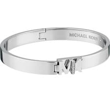 Image of Michael Kors MK Logo Silver Bangle Bracelet Crystals MKJ7698040