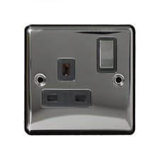 Image of Black Nickel Switched Socket 13A | 1 Gang Double Pole | Screwed Faceplate Modern