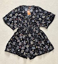 Image of Lady’s Superdry Olivia Black Paisley Beach Playsuit Size 12 RRP £49.99