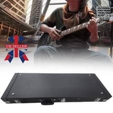 Image of Electric Guitar Hard Case Flat Black Square Lockable Hardshell Protective Box UK