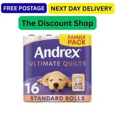 Image of Andrex Supreme Quilts Quilted Toilet Paper - 16 Toilet Roll Pack - 25% Thicker T