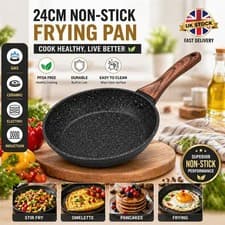 Image of Non Stick Black Frying Pan Ceramic Granite Marble Coated Pan for Gas, Electric