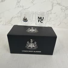 Image of Newcastle United Official Branded Two Shot Glasses 2" NUFC Crest By Castore