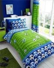 Image of Blue football team duvet set quilt cover pillow case girls boys bedding children