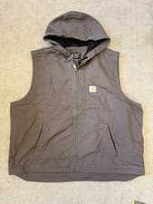 Image of Carhartt Men's Washed Duck Fleece-Lined Hooded Vest size XL