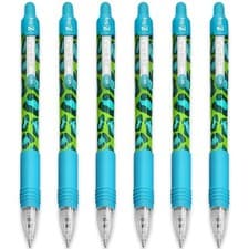 Image of Zebra Z-Grip Funky Brights Animal Pattern Retractable Ballpoint Pen Blue 6 Pack