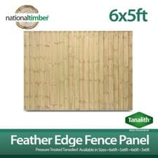 Image of 6ft x 5ft Pressure Treated Green Fully Framed Tanalised Feather Edge Fence Panel