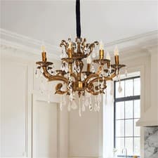 Image of Classic Candle Style Chandelier Light Raindrop Pendant with 8 LED Filament Bulbs