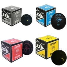 Image of Dunlop Squash Balls Yellow Dot Red Blue Dot Double Yellow Pro Competition