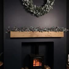 Image of 1.8m Frosted Green Holly Leaf & Berry Glitter Garland Christmas Decoration