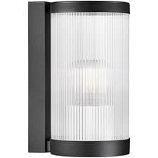Image of Nordlux Coupar Wall Light E27 Black Ribbed Glass Design