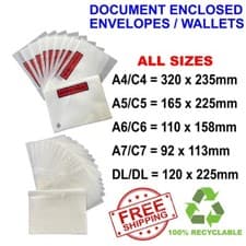 Image of DOCUMENT ENCLOSED ENVELOPES WALLETS SELF ADHESIVE A7 A6 A5 A4 DL PRINTED & PLAIN