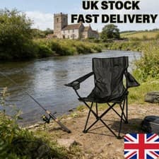 Image of Comfortable Folding Chair Black, 120kg Carbon Steel Frame for Garden UK