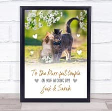 Image of Most Purr-fect Couple Cute Wedding Cats Married Love Personalised Gift Print