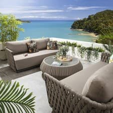 Image of Luxury 6 Seater Outdoor Patio Garden Sofa Set With Coffee Table Beige