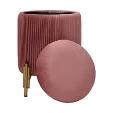 Image of Round Velvet Dressing Table Stool Makeup Seat Vanity Chair Storage Stool W/Lid