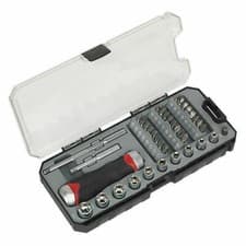 Image of Sealey Fine Tooth Ratchet Screwdriver Socket & Bit Set 38 Pcs Accessory AK64905