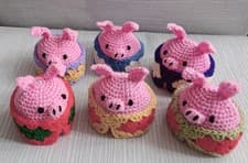 Image of Pig in blanket chocolate orange or bath bomb cover.cover. Handmade crocheted.