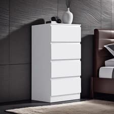Image of 4 Drawer Chest of Drawers Bedroom Furniture Scandinavian Handleless Matt White