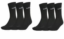 Image of Adidas 6 Pack boys girls juniors crew Logo Socks Black UK size 1 - 3 EU 34 36