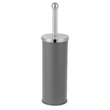 Image of Toilet Brush With Holder Grey Matt Finish Dense Firm Bristles Round