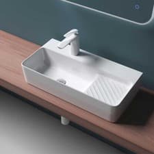 Image of Modern Bathroom Wash Basin Sink Ceramic Countertop Stylish Rectangular 600x305mm