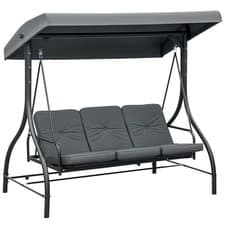 Image of Outsunny 3 Seater Canopy Swing Chair Porch Hammock Bed Rocking Bench Dark Grey