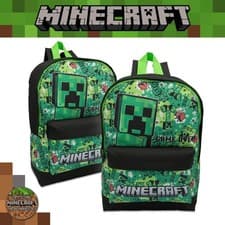Image of Minecraft Kids Backpack Childrens School Bag with Creeper & TNT Design Rucksack