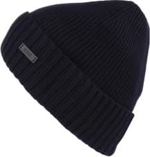 Image of Hugo Boss Mens Hat Fati BOSS Virgin Wool Logo Branded Knitted Beanie Dark Blue