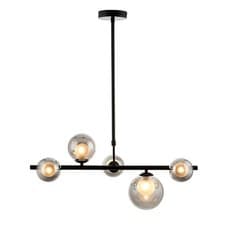 Image of Pendant Ceiling Light 5 Way Horizontal Black Adjustable Height G9 IP20 18W 240V