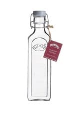 Image of 0.6L Kilner Clip Top Preserve Bottle Clear Glass New Square Shape Grey Lid 600ml