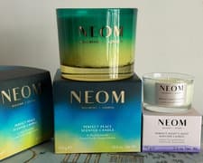 Image of NEOM Perfect Peace Large 420g + Perfect Night's Sleep 75g Candles NWB RRP £78