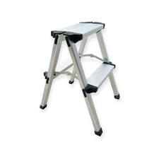 Image of 2 Step Heavy Duty Dual Sided Aluminium Ladder Folding Steps Platform Anti Slip