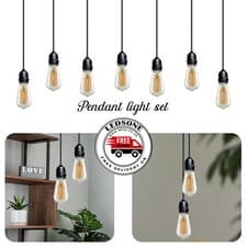 Image of IP65 Rainproof E27 Pendant Light Black Metal Lamp Holder 95/195cm Cable