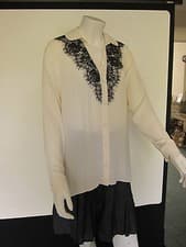 Image of REDUCED *NEW WOMENS CLOTHES M&Co BLOUSE TOP IVORY WITH BLACK LACE UK SIZE 10