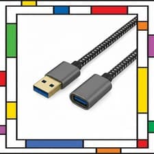 Image of USB 3.0 Extension Cable Braided Male to Female, 5Gbps High Speed Data Transfer