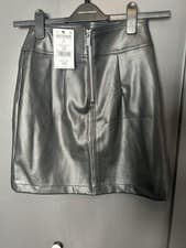 Image of Next Black Faux Leather Skirt Size 6 BNWT Mini Short Pencil Skirt Petite Work