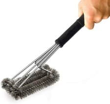 Image of 18" Triangle Metal BBQ Grill Cleaning Brush, Heavy Duty 3-Branch Stainless Steel