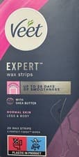 Image of Veet Expert Wax Strips Hair Removal Legs and Body Sensitive Skin 20 Strips