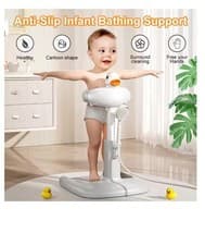 Image of Baby Bath Tub with Shower Stand Adjustable Height Anti-Crush Folding Kids Shower