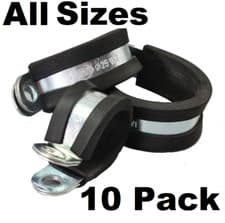 Image of 10 Pack Rubber Lined P Clips Wiring Hose Clamp Cable P Clip Metal Zinc Plated