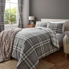 Image of Catherine Lansfield Kelso Single Duvet Set Charcoal with Pillowcase