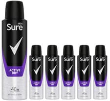 Image of 6 x 250ml Sure Men Anti Perspirant 48H Active Dry Deodorant Body Spray