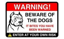 Image of Beware of the dogs! it bites you have been warned dog sign - PVC, Sticker or Di