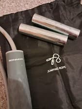 Image of bonmixc weighted jumping rope adjustable rope grey long 270cm