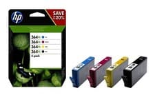 Image of Genuine HP 364XL Black Cyan Magenta Yellow ink cartridges -N9J74AE FREE DELIVERY